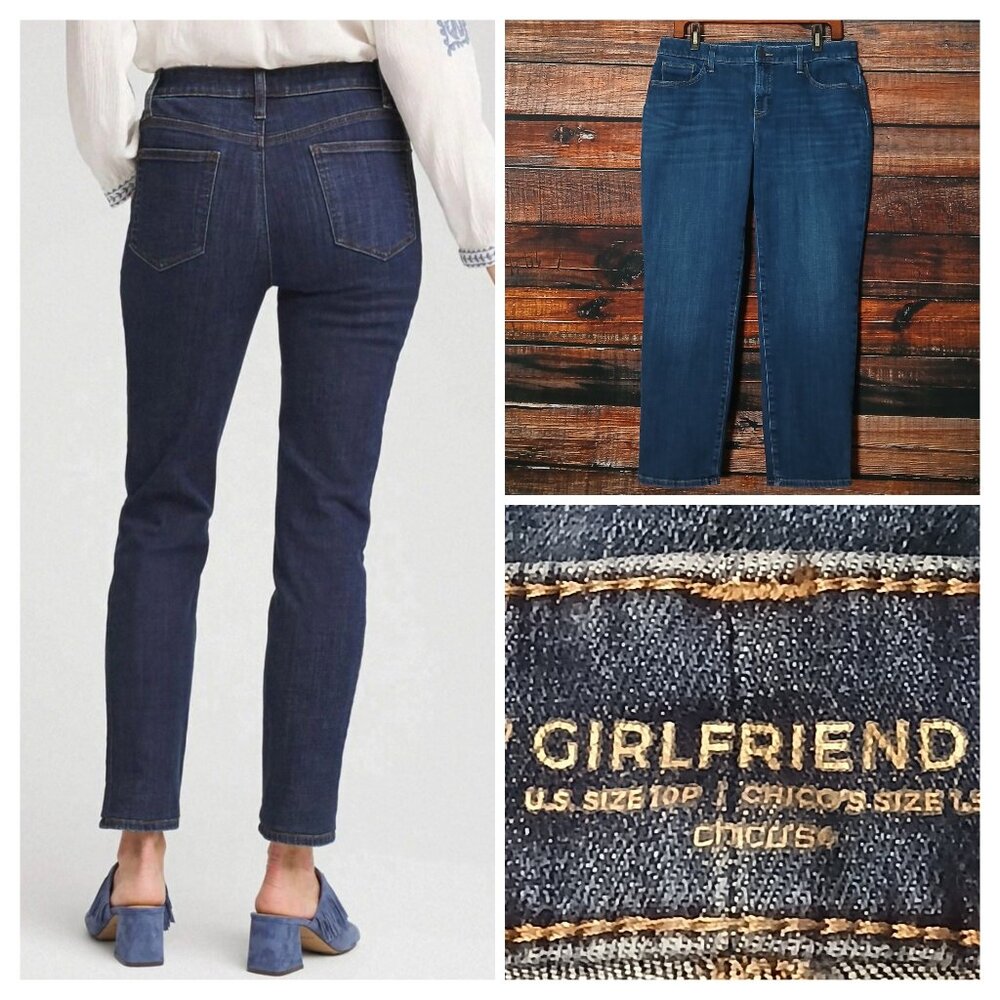 Chicos Jeans 1.5 US 10 Petite Short So Slimming Girlfriend Slim Ankle Crop